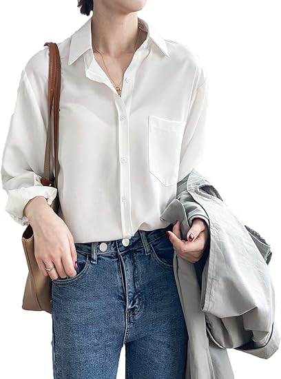 Amazon ブラウスレディース オフィス 白 人気 シャツ ブラウス シフォン 長袖 カットソー フォーマル レディース シャツ ブラウス 通販