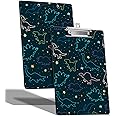 A4 Size Clipboard with Hanging Hook and Low Profile Clip, Plastic Nurse Clipboard Writing Drawing Board with Double-Sided Funny Dinosaurs Print for Woman Kids Office School Use