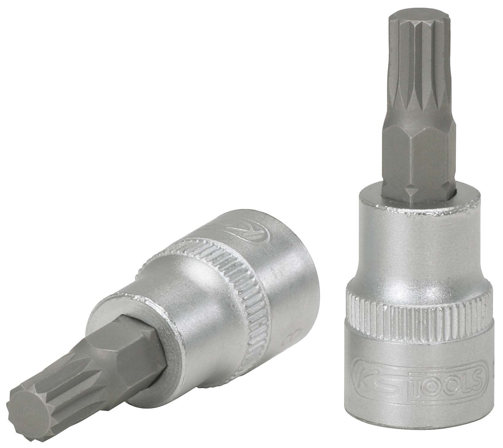 '3/8 Inch Spline Bit Socket M10 Matt Chrome-Plated on Hanger