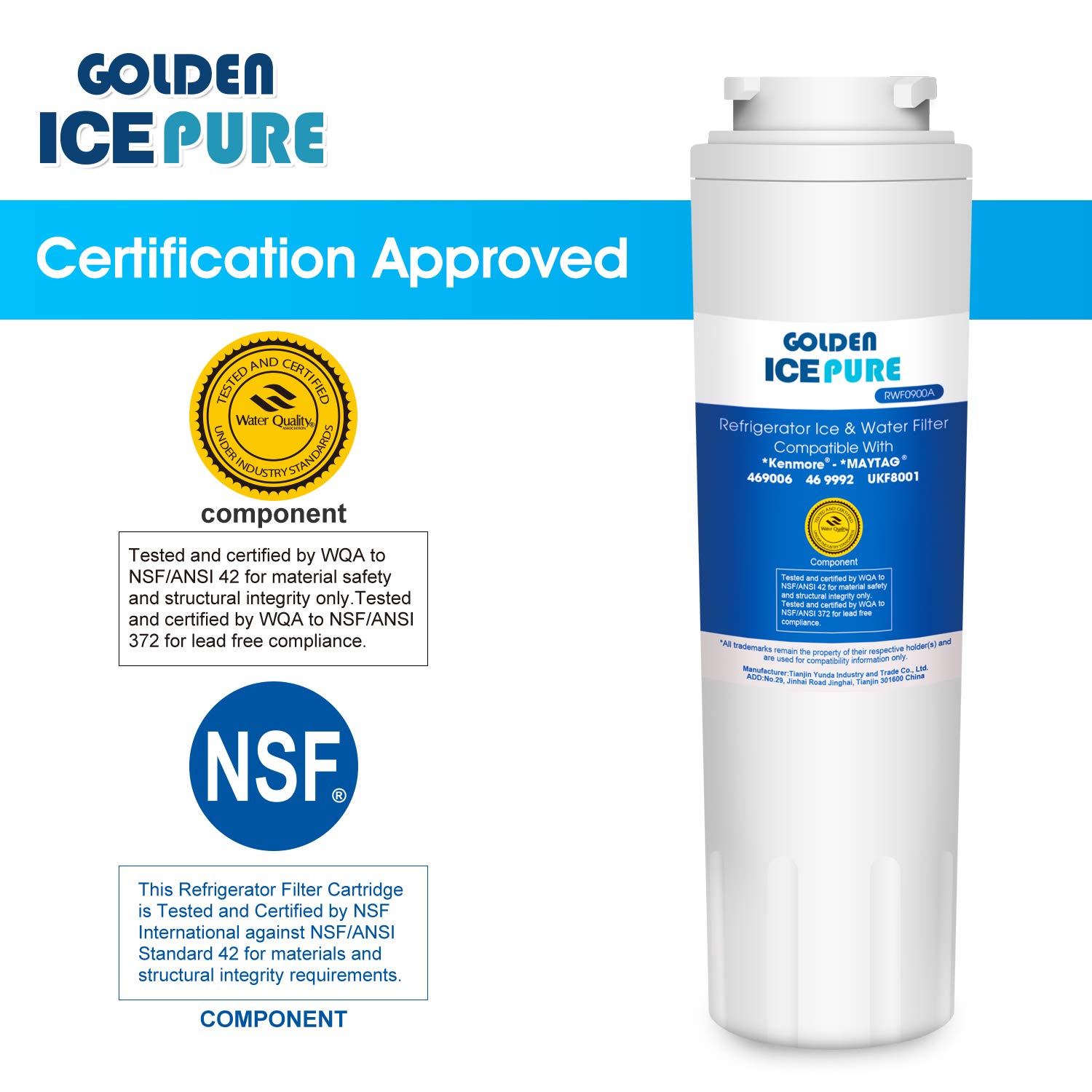 Golden Icepure UKF8001 Refrigerator Water Filter Replacement for Maytag