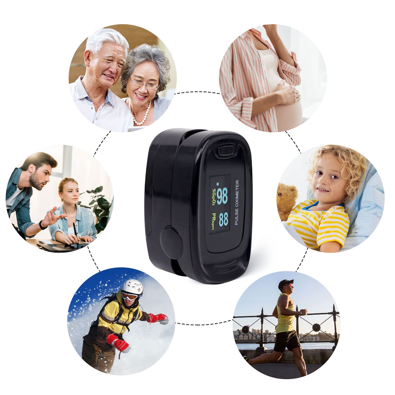 CONTEC CMS50NA Pulse Oximeter Fingertip Blood Oxygen Saturation Monitor SpO2 and PR Value Waveform Blood Oxygen Neck/Wrist Corda, Black