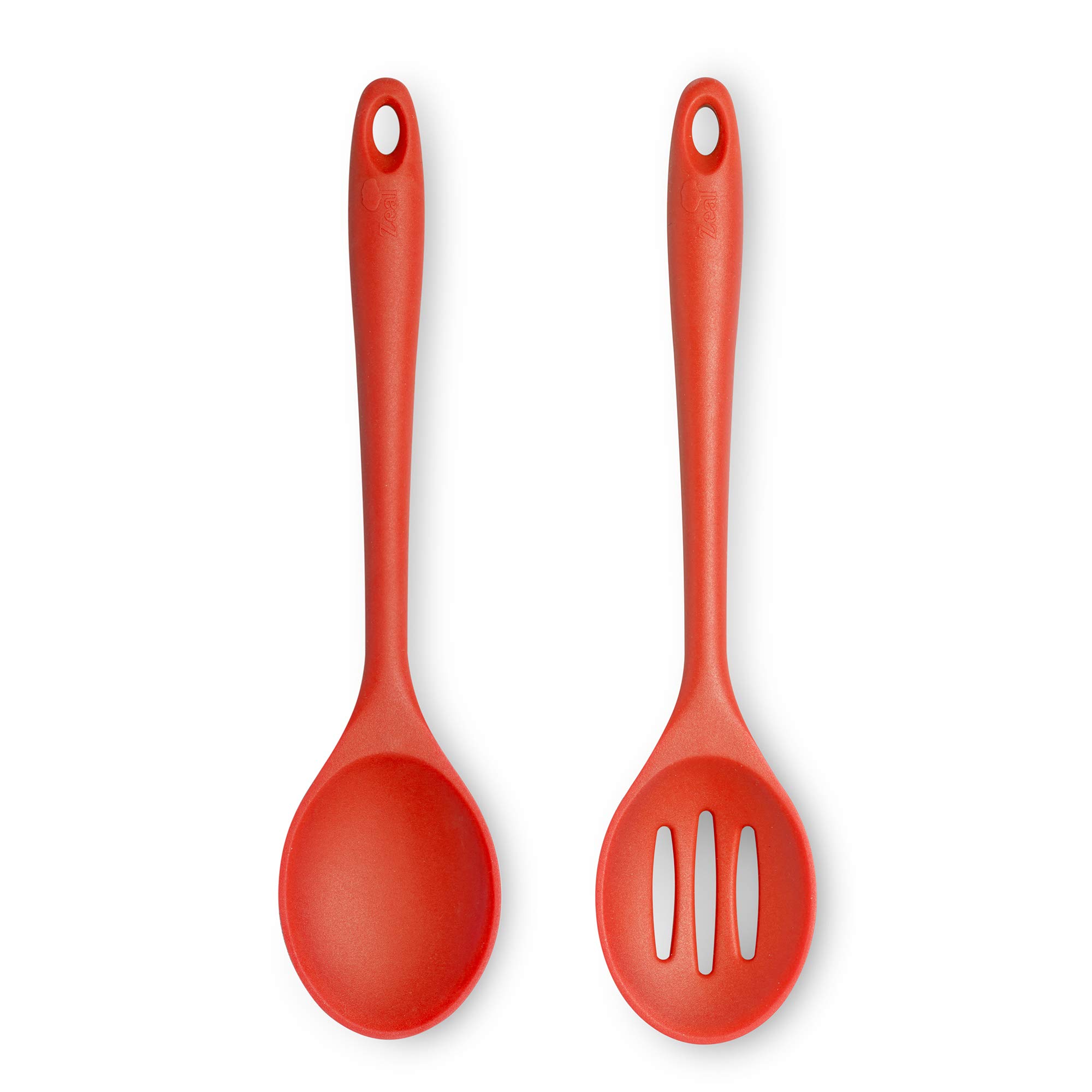 Zeal Non-Stick Silicone Slotted Spoon & Cooks Spoon 2-Piece Set - Red