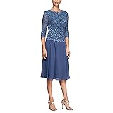 Alex Evenings Women's Tea Length Embroidered Bodice