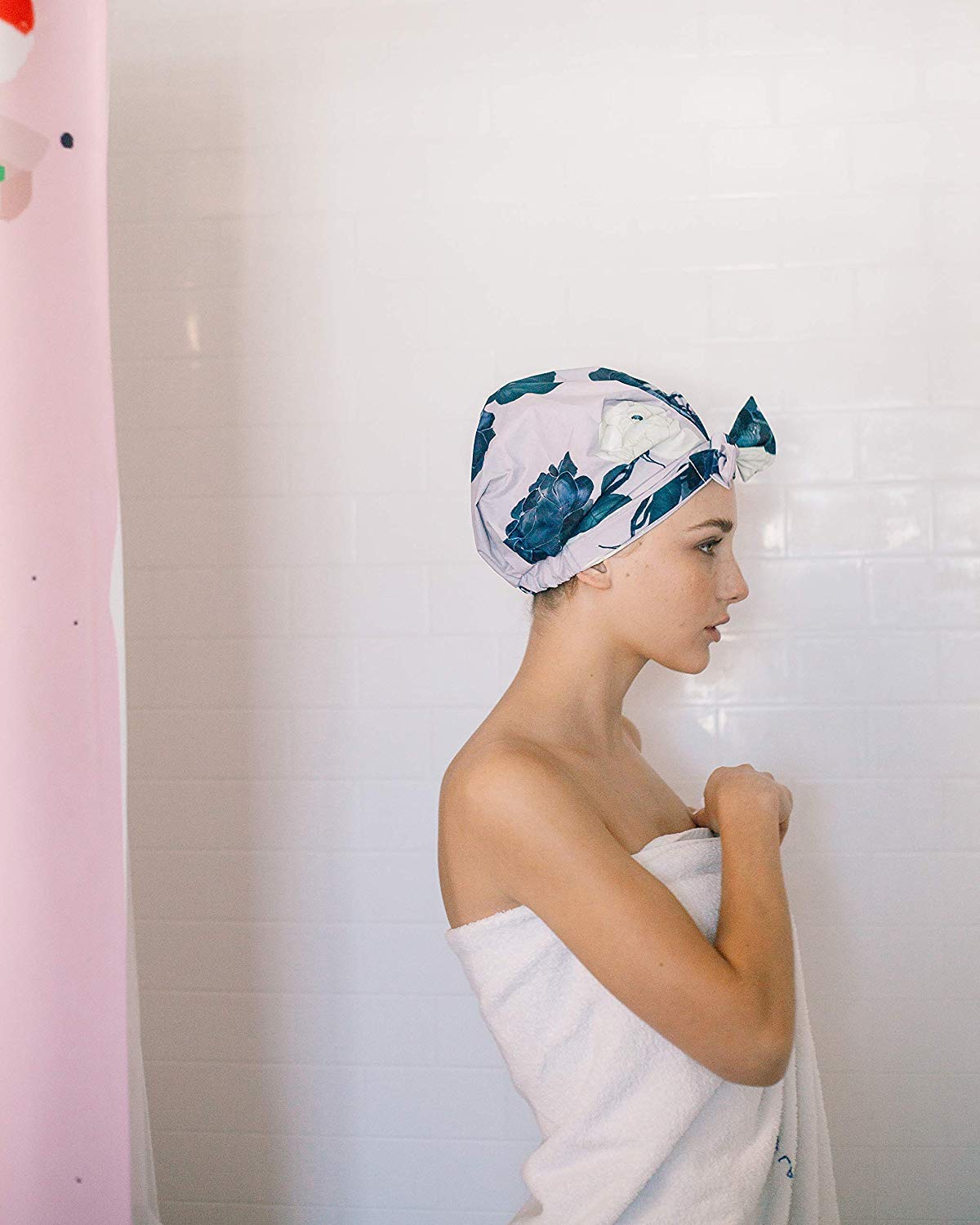 Kitsch Luxury Shower Cap for Women - Waterproof, Reusable Shower Caps (Floral) : Beauty