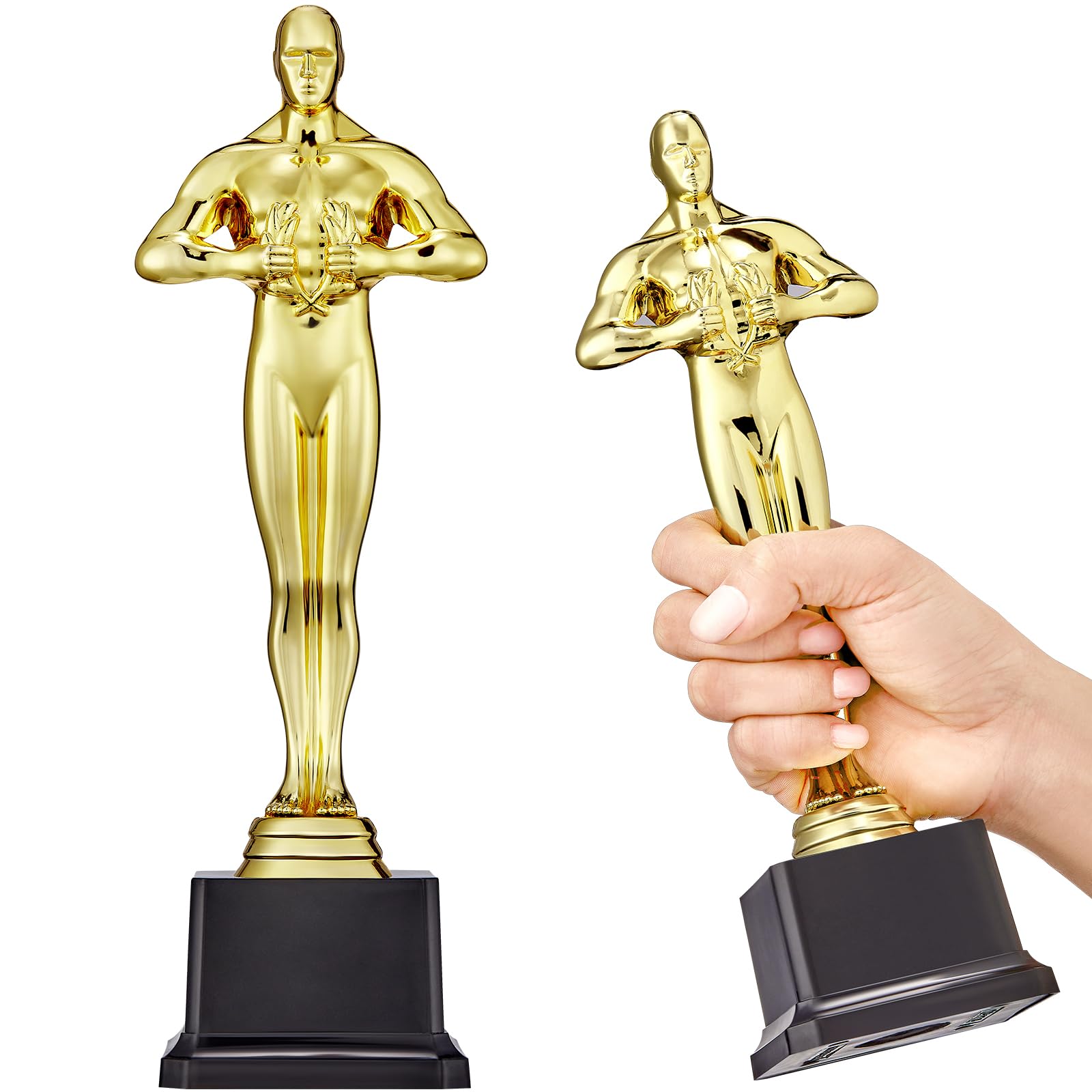 Photo 1 of 10 Inch Gold Award Statue Trophy, Plastic Golden Award for Party Favors, Event Awards, Movie Night, Home & Office Display