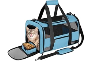 CUSSIOU Large Cat Carrier Dog Carrier, Pet Carrier for 2 Cats Large Cats, Dog Carrier for Small Dogs, Collapsible Soft Sided Pet Carrier for Kitten Puppy Under 25 lbs, Blue