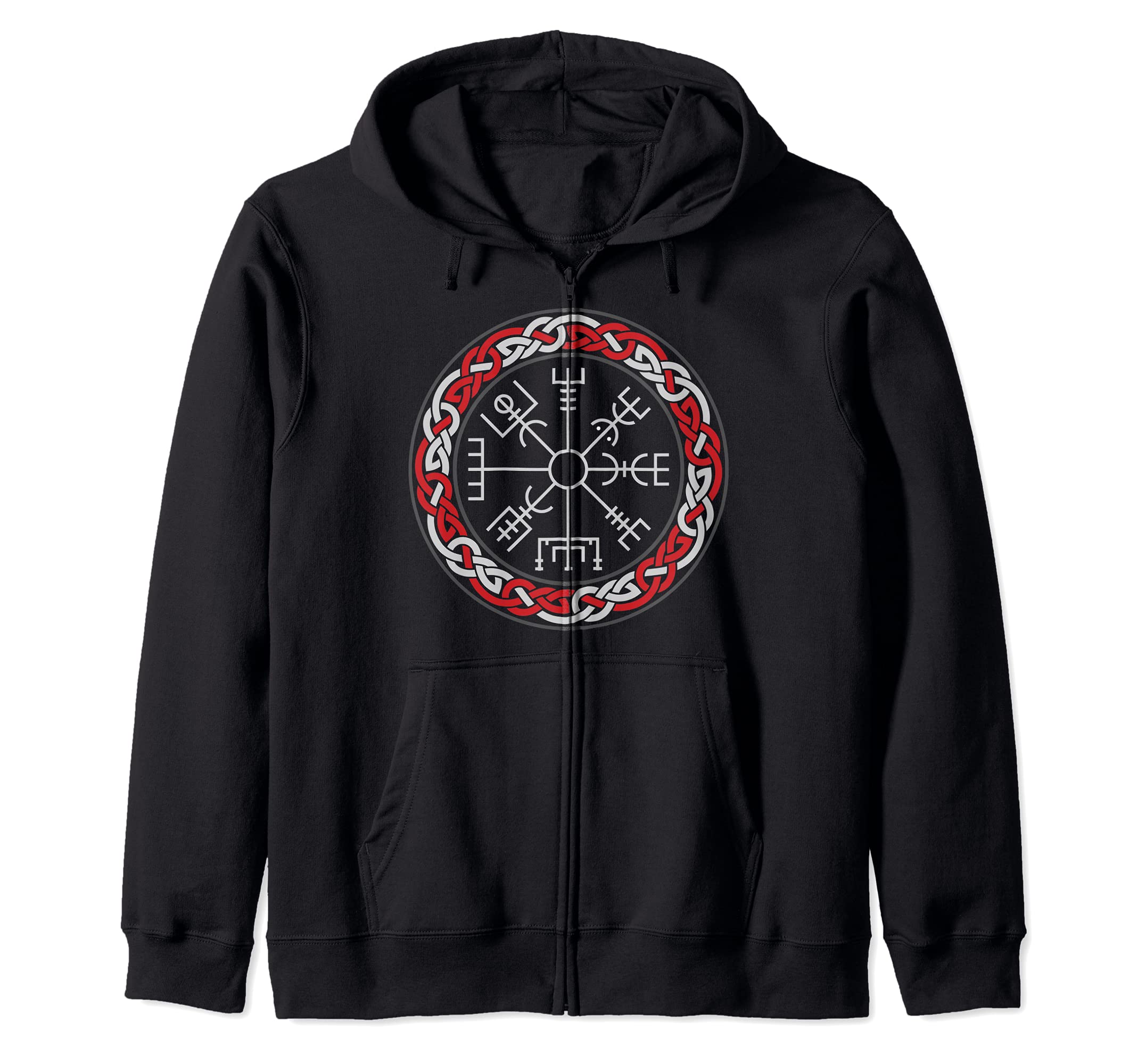 Celtic Knots - Retro Viking Compass Vegvísir Vegvisir Zip Hoodie
