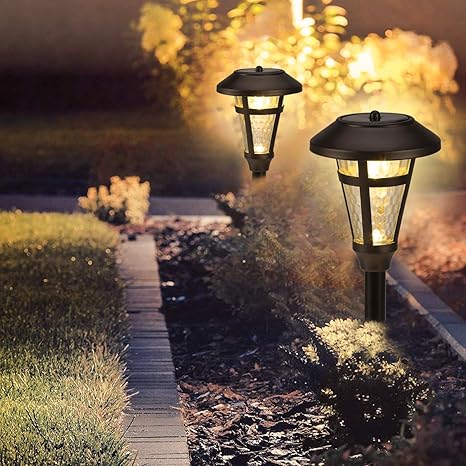 Gigalumi 6 Pcs Solar Lights Outdoor Bronze Finshed Glass Lamp