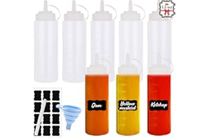 Hajoyful Squeeze Bottle Condiment Squeeze Bottles Plastic ketchup Squeeze Squirt bottle For Sauce, BBQ, Dressing, Paint, Workshop, Pancake Art Dispenser 8 pack 12 OZ
