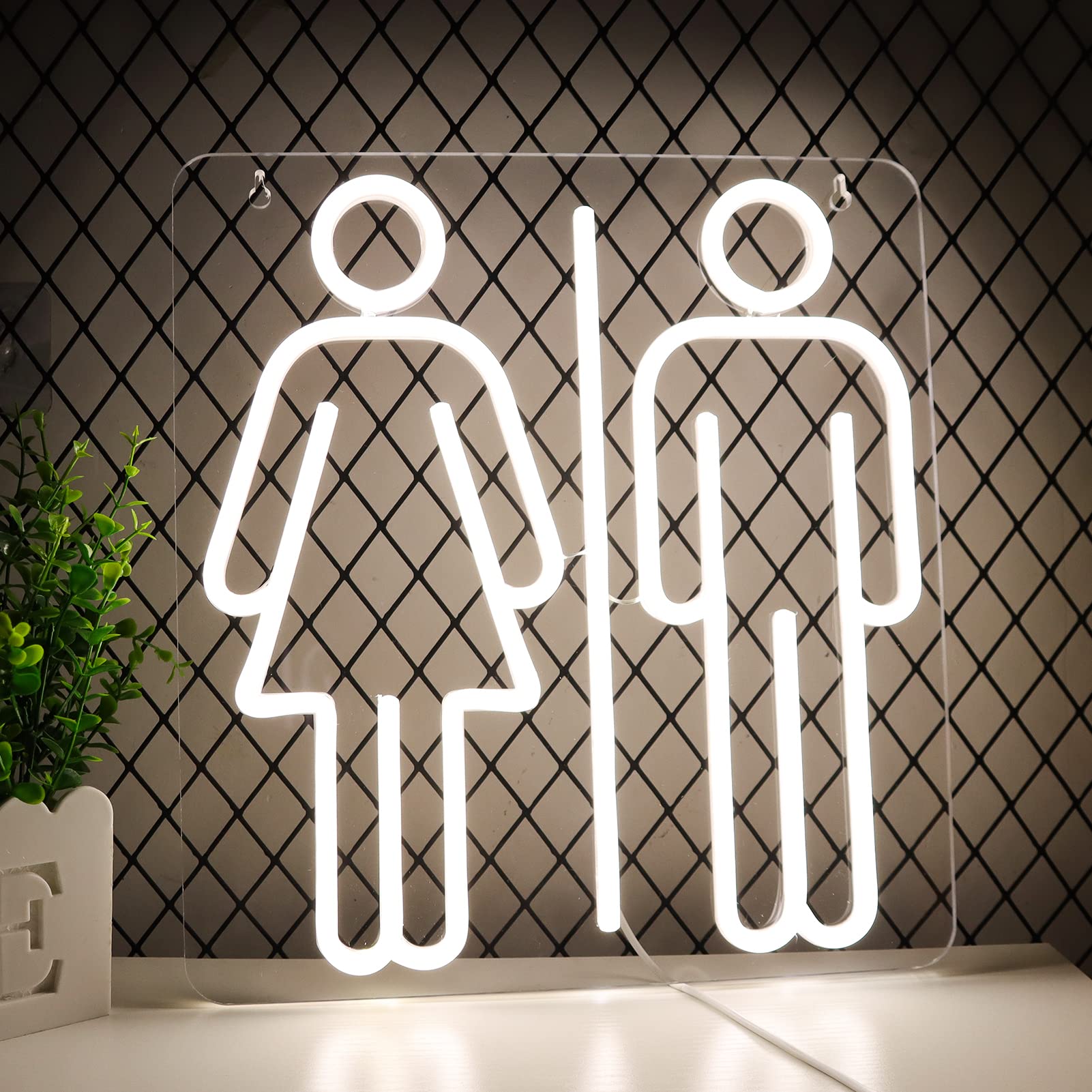 JFLLamp Neon Toilet Sign: 13x12 Inch White LED Wall Decor for Bathroom, Bedroom, or Party - Unique Gift Idea