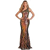 Holographic Sequin Formal Dress Stretch Maxi Prom Evening Gown