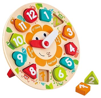 Hape Chunky Clock Puzzle Game, Multicolor, 9.65 x 1.38 -EduToys
