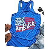 EXMIUN America Tank Tops Women 4th of July Tank Tops American Flag Stars Stripes Vest Tees Shirts