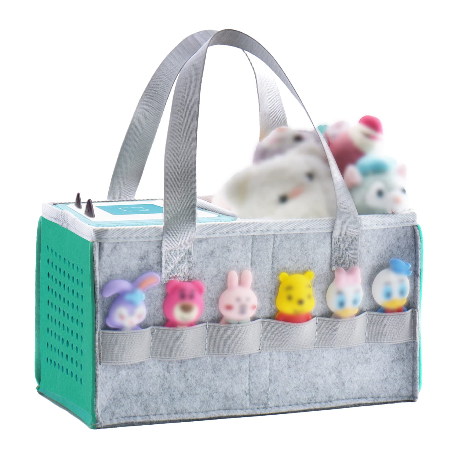 Carrying Bag for Toniebox Starter Set and Accessories, Felt Organizer Bag for Tonies Figurine and Toniebox Travel Tonies Carry Case with Handle for Toniebox & Accessories (Green)