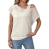 Dokotoo Women's Summer 2026 Crochet Hollow Out Lace Boho Tops Lining Two Piece Beach Vacation Young Fashion Shirts