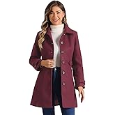 Allegra K Women's Winter Classic Outwear Overcoat with Pockets Single Breasted Pea Coat
