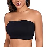 DotVol Women’s Strapless Bandeau Wireless Bra Plus Size Lightly Padded Seamless Tube Top Everyday Bralette
