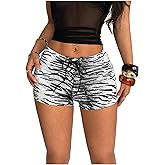SHENHE Women's Leopard Low Rise Lace Up Shorts Y2k Rave Party Club Shorts Grey Small