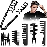 6PC Texture Comb Wide Tooth Styling Combs for Women Men | Texturizing, Volume Fringe Parting, Quiff, Pompadour, Slick Back, Hair Comb Set, ABS Plastic Barber Tool