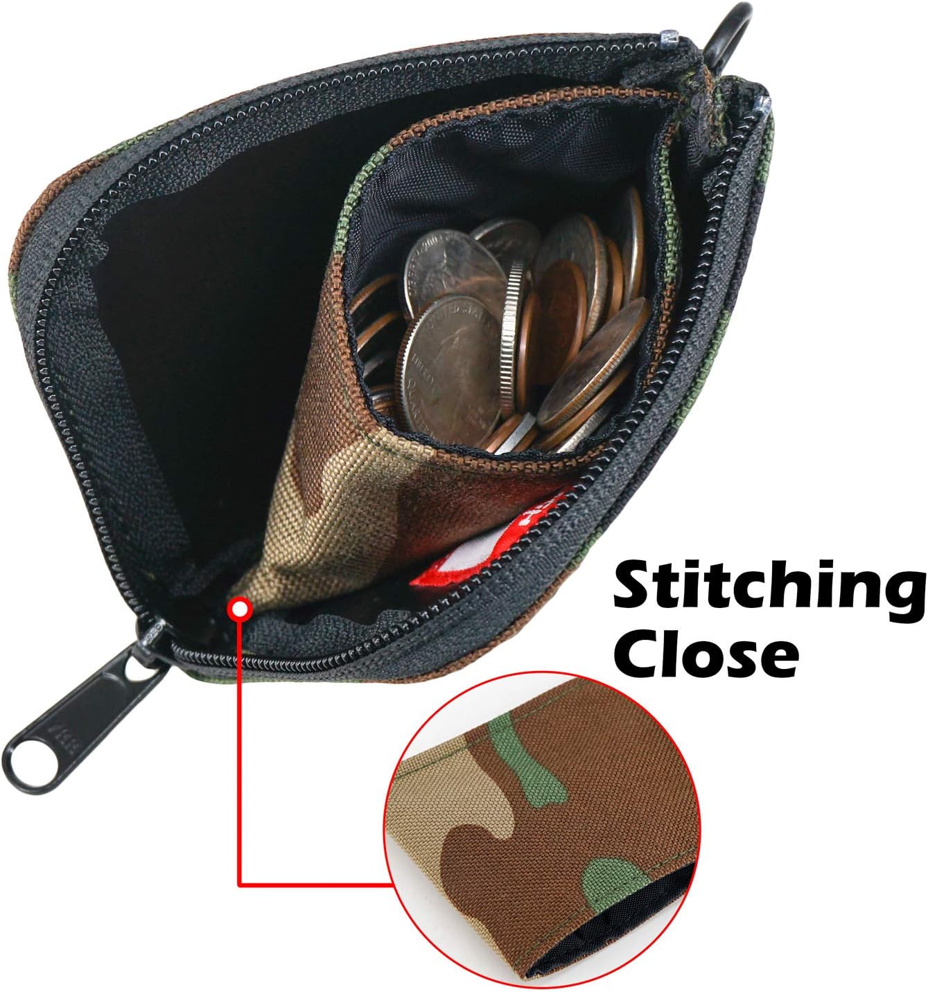 Rough Enough Small Coin Purse Pouch Change Purse for Men Boys Slim Thin Wallet EDC Pouch Credit Card Holder Wallet Organizer with Zipper for Travel School Party Unique Gifts Women Girls - Image 5