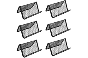 Chiyuehe Black Metal Mesh Business Card Holder Desk Business Card Organizer for Desk Office Name Card(Black, 6 Pack)
