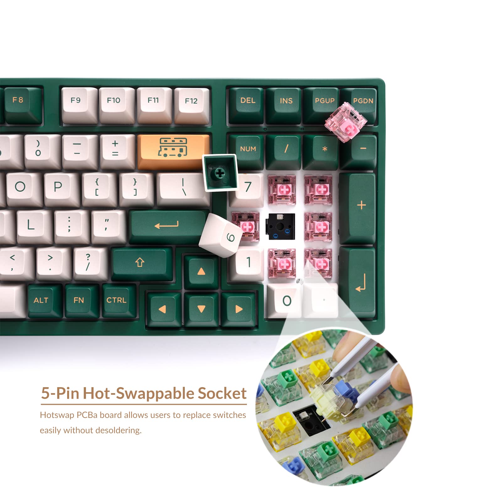 Akko 3098S 1800 Compact Hot Swappable Mechanical Keyboard, 98-Key Wired Gaming Keyboard with PBT Double-Shot Keycaps and Tactile Switches for Mac & Win (Jelly Purple)