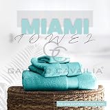 GC GAVENO CAVAILIA Fade Resistant Turquoise Bath Towels Set 2PK 700 GSM view 2