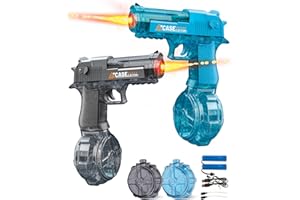 2 Pack Electric Water Gun for Kids Adults,Automatic Squirt Gun with LED Lights,High Capacity Leak-Proof Water Tank,Powerful C