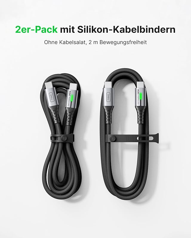 240W USB C Kabel, [2Stück 2m] PD Schnellladekabel USB C auf USBC Kabel