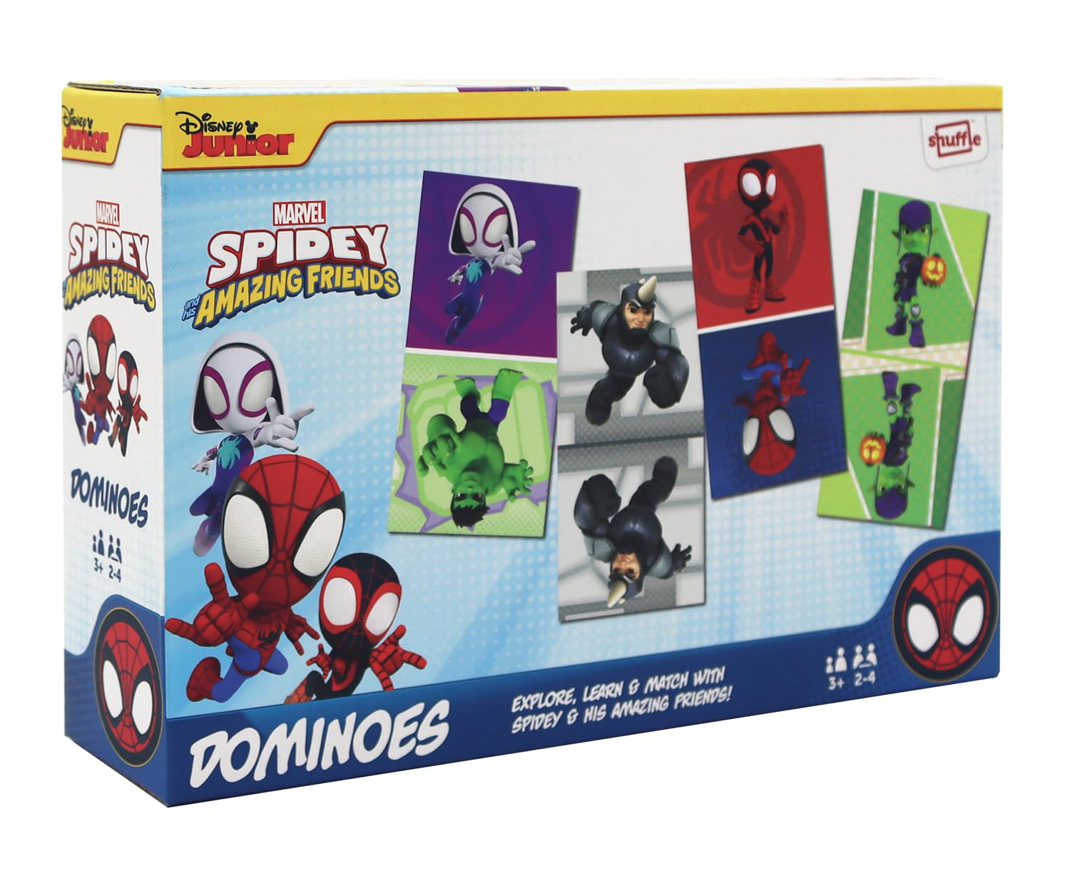 Spidey and his Amazing Friends Dominoes, Match Spidey, Friends and Villains in this Fun Traditional Game for Marvel Fans, Great Gift, 2-4 Players, Ages 3+ Years