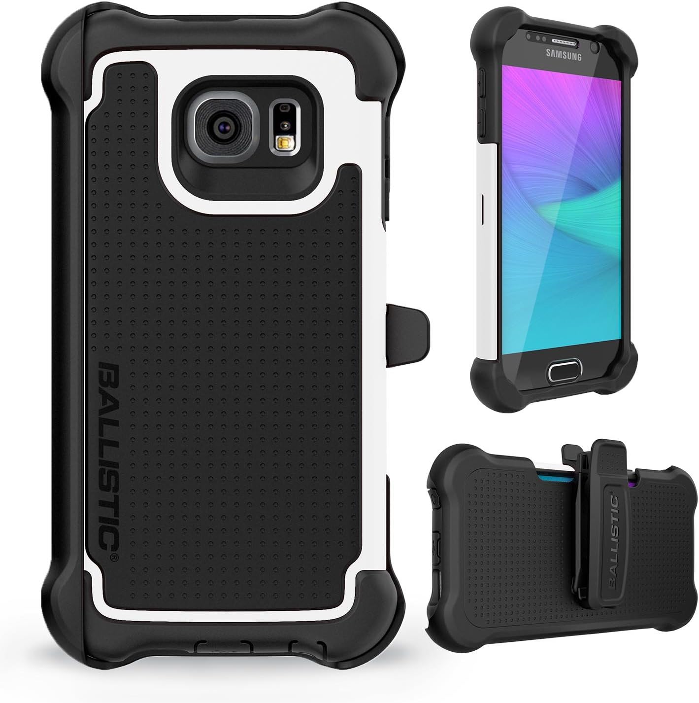 Galaxy S6 Case, Ballistic [Tough Jacket Maxx] Six-Sided Drop Protection [White] 7ft Drop Test Certified Case Screen Protector and Holster Included for Samsung Galaxy S6 - (TX1603-A08N)