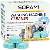 SOPAMI Washer Cleaner Tablets 12-Pack deep clean Pet Hair &amp; Odor Remover | HE Front Load Top Load Washer, Remove Stubborn Pet Hair Odors, Septic Safe Pet Owner Solution