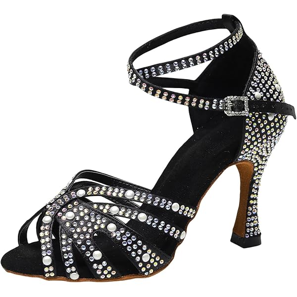 Latinsoul Y205-30 Women's Open-Toe Latin Dance Shoes With Crystal Decoration High Heel Comfortable Ballroom Shoes For Dance Performance And Practice Elegant Dancing Shoes, Black, 5 - View #8
