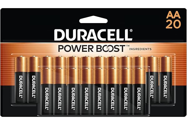 Duracell Coppertop AA Batteries with Power Boost Ingredients, 20 Count Pack Double A Battery with Long-lasting Power, Alkaline AA Battery for Household and Office Devices