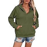 SHEWIN Womens Hoodies Casual Quarter Zip Pullover Hoodie Fleece Oversized Sweatshirt Fall Outfits for Women 2025