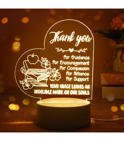 Teacher Thank You Gift – Acrylic Night Lamp With Tree Of Life Design, USB Powered Plaque For Appreciation, Christmas, Birthday