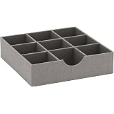 Household Essentials Grey 728-1 Deep 9 Section Drawer Organizer Box for Storage 12 in x 3.13