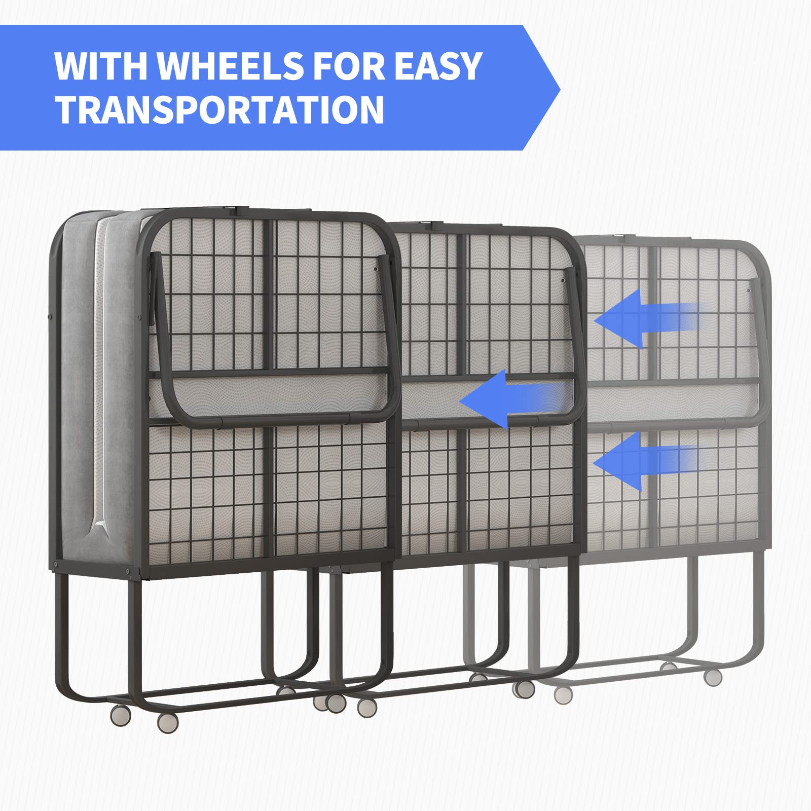 ZAFLY Folding Bed with 4 Inch Folding Mattress,Twin Size Portable Foldable Guest Bed Cot Bed for