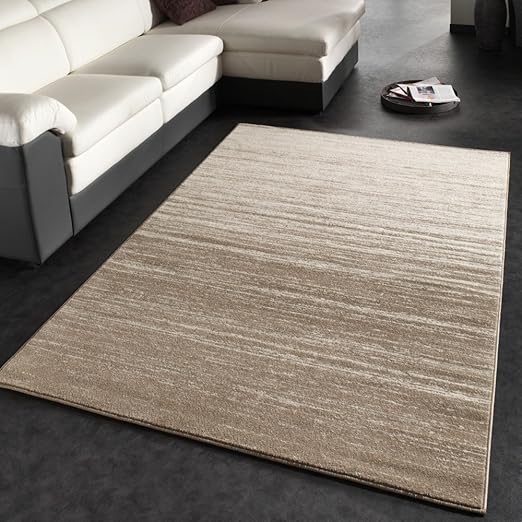 title=Tappeto Di Design Moderno A Pelo Corto Con Sfumatura Crema Beige,