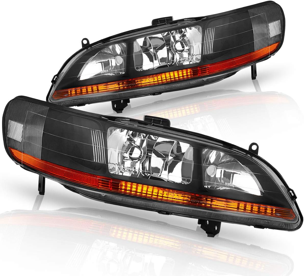 Amazon Com Dwvo Headlights Assembly Compatible With 1998 1999 2000 2001 2002 Honda Accord Headlamp Black Housing Automotive