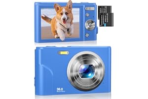 KENUO Digital Camera, Kids Camera 1080P 36MP Video Camera with Two Batteries, Time Stamp Antishake 16X Zoom, Compact Portable Camera Christmas Birthday Gift for Children Kid Teen Student Girl Boy(Navy Blue)