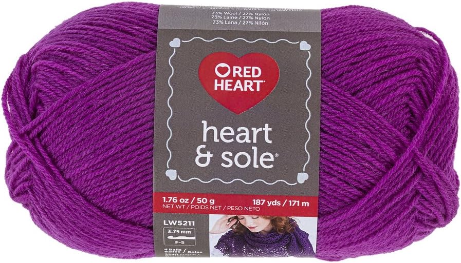 Coats Yarn Red Heart and Sole Yarn, Fuchsia, Acrylic, Multicolour, 7