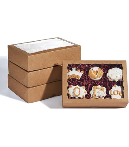 XINHPKGG 50pcs Cookie Boxes 4x4x2.5 Inch Bakery Boxes With Window Treat - View #8