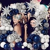 Conleke 156Pcs Balloons Garland Arch Kit Navy White Silver Explosion Star view 4