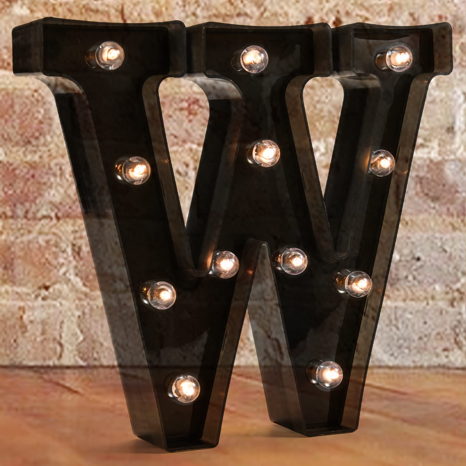 Photo 1 of Decorative LED Illuminated Letter Marquee Sign - Alphabet Marquee Letters with Lights For Wedding Birthday Party Christmas Night Light Lamp Home Bar Decoration W, Black