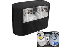 CORRBPEN RV Trailer Propane Tank Cover, Visible for Valve, Compatible with Dual 30LB Tanks, Anti-Rust, Waterproof 600D Oxford Replacement Covers for Trailer/Camper, RV Parts & Accessories (30LB)