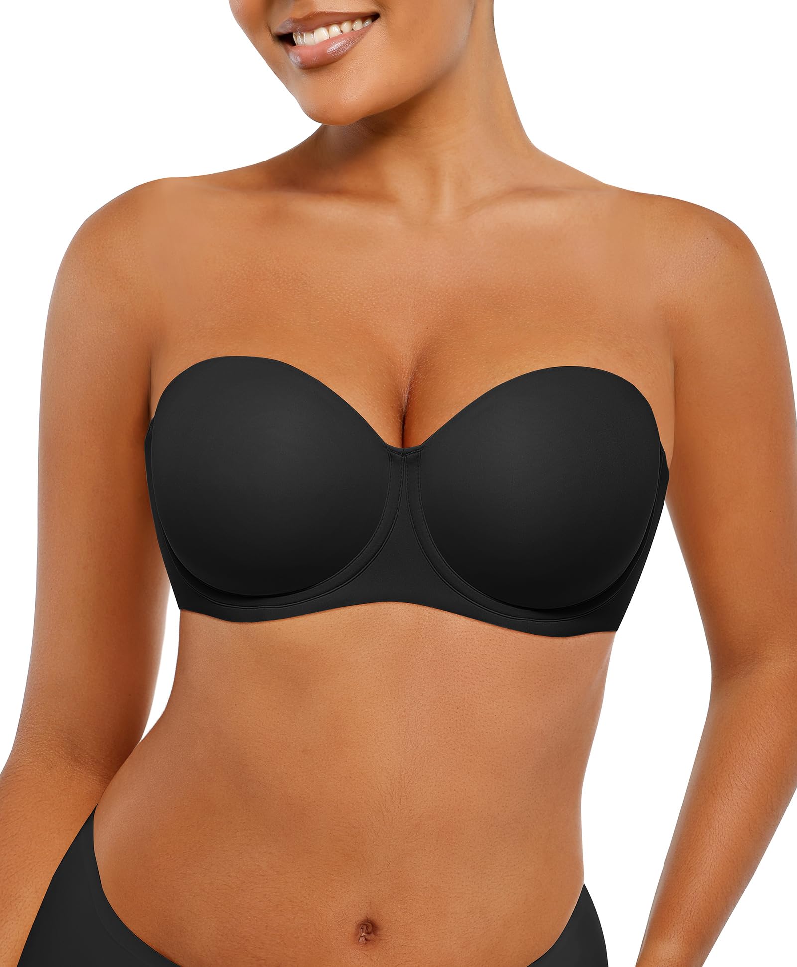 Photo 1 of SHAPELLX Women's Minimizer Bra Convertible Strap Underwear with Underwire Full Coverage Black Push Up Bras(Black,34D)