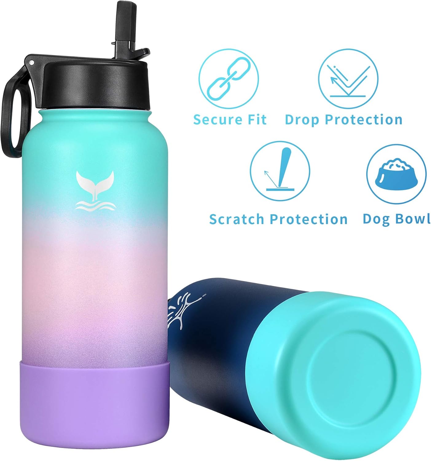 Vmini Protective Silicone Boot, Compatible with Hydro Flask and More Water Bottles, Anti-Slip Bottom Sleeve Cover 12-40 oz : Sports & Outdoors