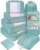 BAGAIL 8 Set Packing Cubes Various Sizes Packing Organizer for Travel Accessories Luggage Carry On Suitcase-Dusty Blue