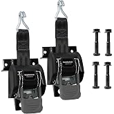 CargoBuckle F18816A Truck Ladder Rack Ratchet Straps, 2-Pack, 2 in. x 7 ft. | Self-Retracting Design, Dual J-Hooks, Seatbelt Webbing, Corrosion-Resistant Steel, Weather-Resistant Housing, Square Brackets